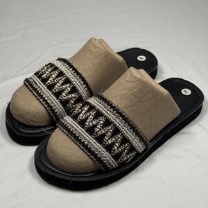 Womens Slide Sandals Size 8 Boho Woven Strap Slip On Casual Comfort